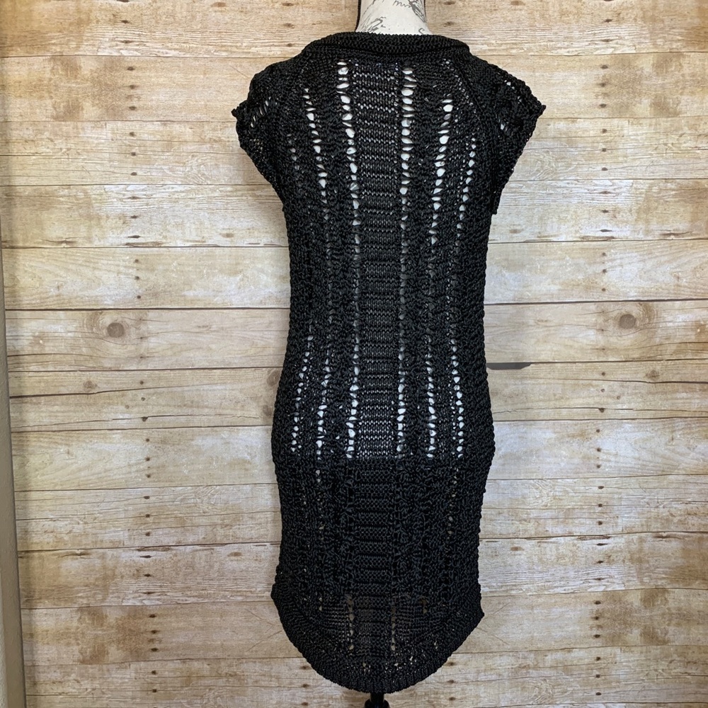 See by Chloé Cable Knit Sweater Dress Black Bronze Metallic  Size 4 - Picture 4 of 7